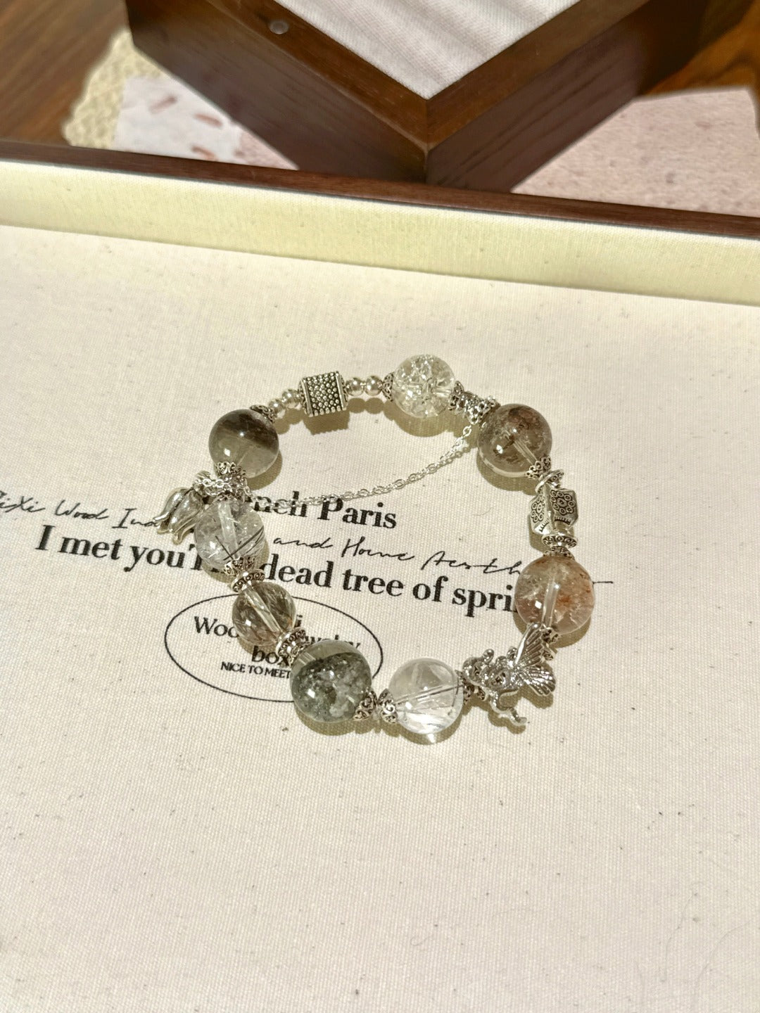 ▫️▪️ Green Ghost Black Gold Super Black Hair Crystal White Assey Bracelet